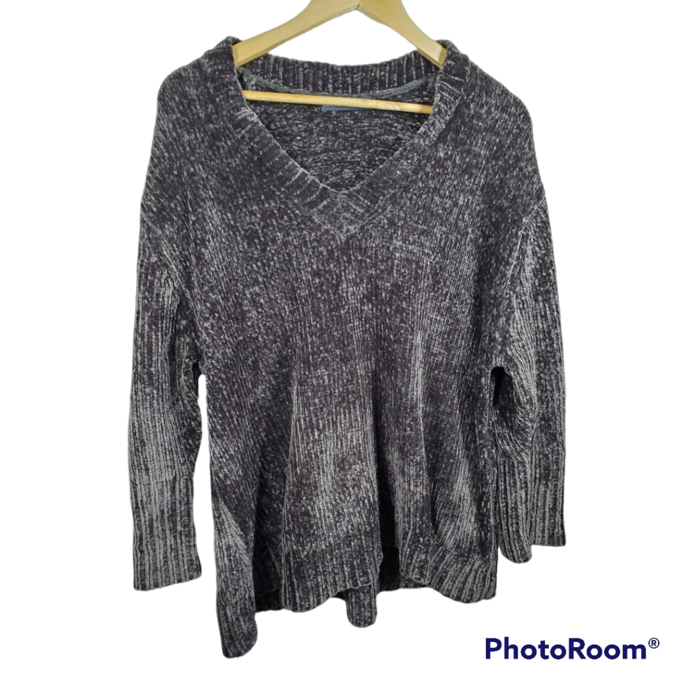 COPY! Zara Knit Sweater Pullover V Neck Black Super Soft Oversized S - Picture 1 of 3